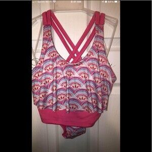 Bobbie Brooks Sz L (10/12) Girls Tropical Tankini NEW NWT